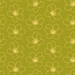 Large // Blooming Blossom: Flower Petals - Pear Liqueur Green