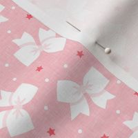 cheer bows - white on pink - LAD21