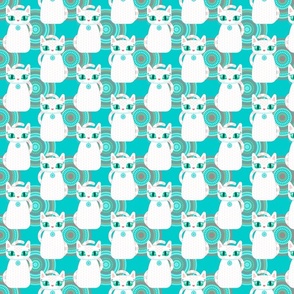 Booshie White Cats on Teal