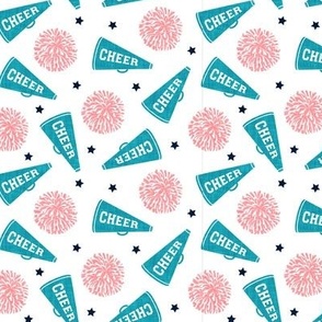 Cheer - Cheerleading - pom poms and megaphone - pink and teal - LAD21