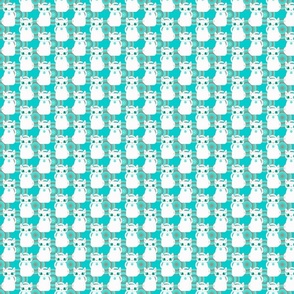 Booshie White Cats on Teal - Small