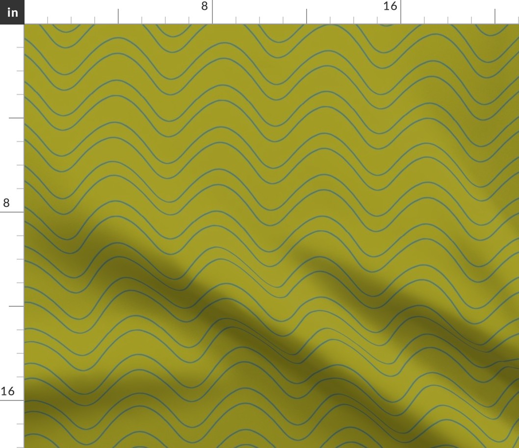 Large // Wandering Rivers: Wavy Horizontal Stripes - Pear Liqueur Green
