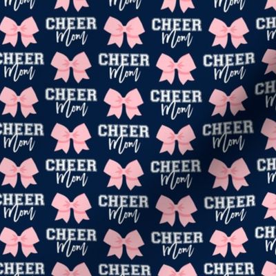 Cheer Mom - bows - pink on navy - LAD21