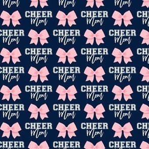 Cheer Mom - bows - pink on navy - LAD21