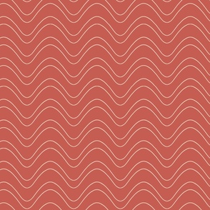 Large // Wandering Rivers: Wavy Horizontal Stripes - Burnt Sienna Red