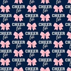Cheer Life - bows - pink on navy - LAD21