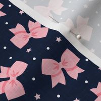 cheer bows - pink on navy - LAD21