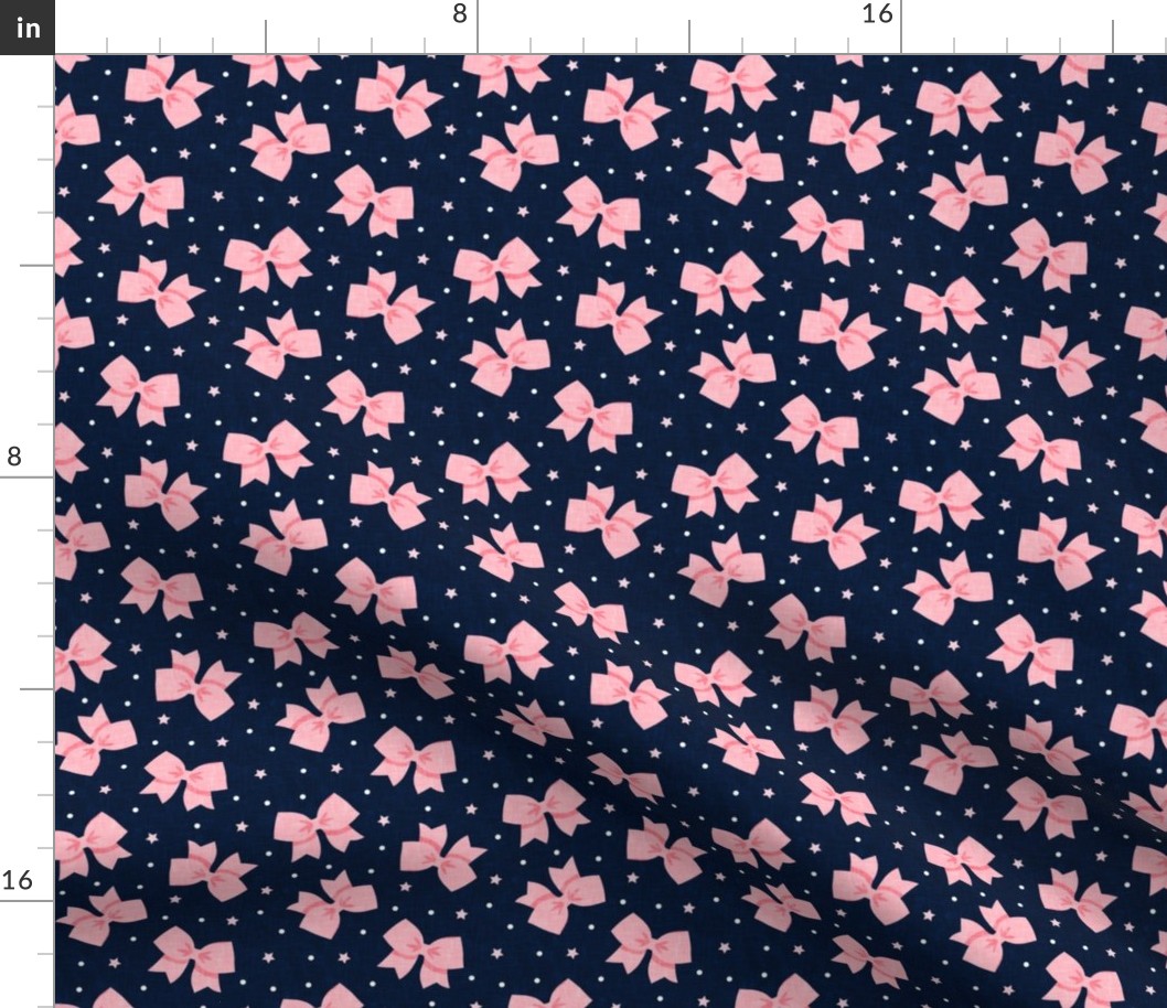 cheer bows - pink on navy - LAD21