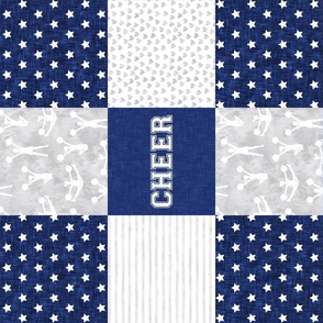 Cheer Wholecloth - cheerleading - hearts and stars - blue and grey (90) - LAD21