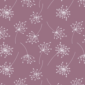 Large // Wish: Abstract Dandelion Flower - Dusky Orchid Purple