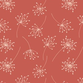 Medium // Wish: Abstract Dandelion Flower - Burnt Sienna Red