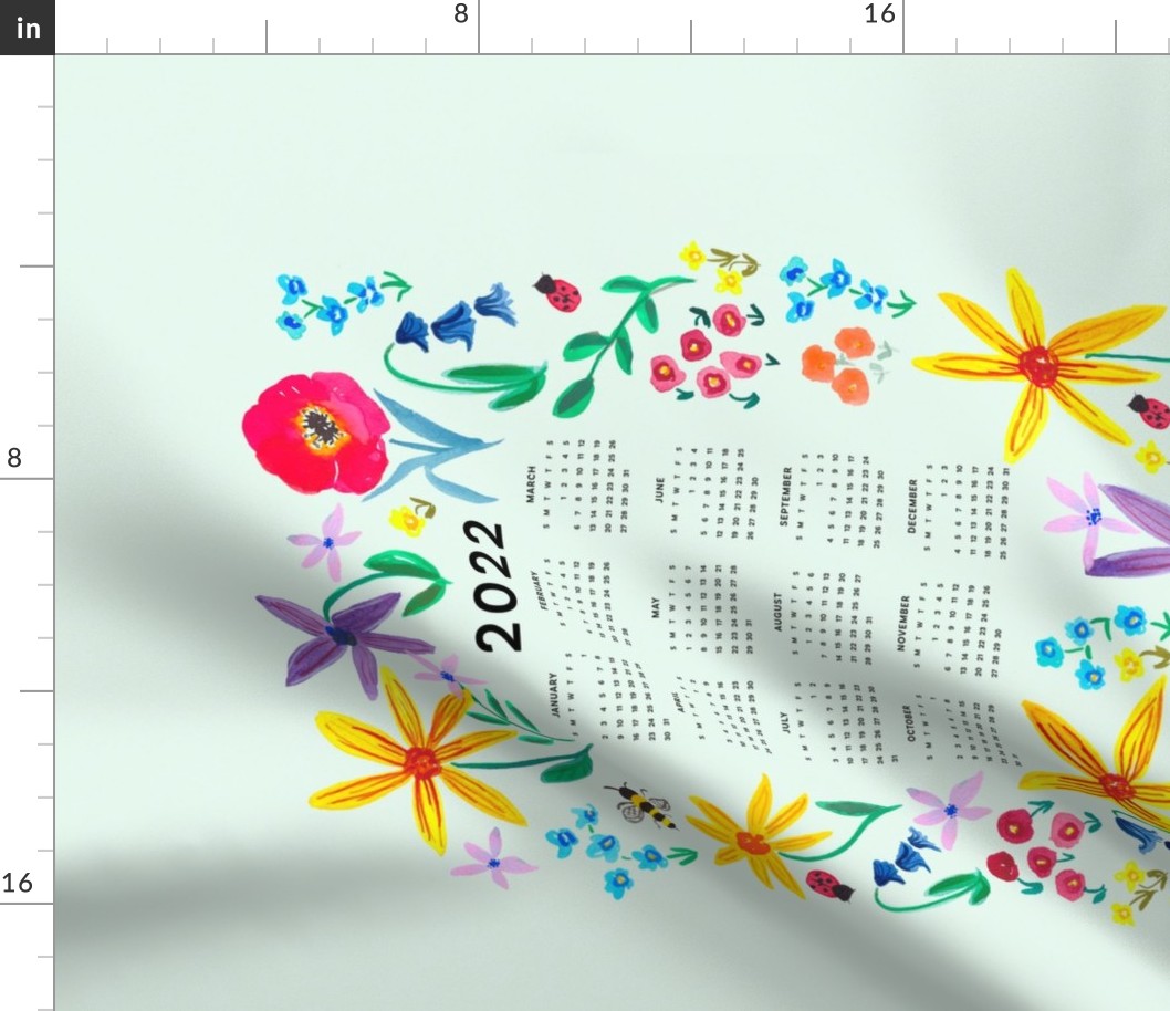 2022 Tea Towel Floral Calendar by Tiffani Evans