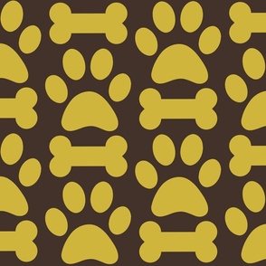 Brown and Gold Dog Paw and Bone
