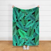 Jumbo Taro Patch -blue-green on black