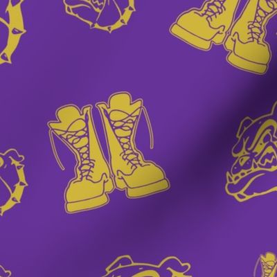 Purple and Gold Boots with Dog