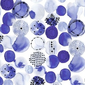Very peri blue Pantonecoty2022 Pantone color of the year water color dots blue purple Medium scale