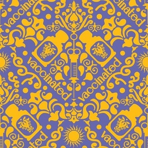 Vaccinated damask Very peri Pantone of the year 2022 and golden yellow Extra small scale