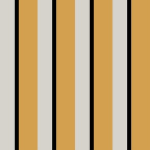 Fat Stripe, Thin Stripe - Linen, Mustard, Black