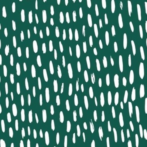 Abstract Droplet Brush - Pine Emerald Green  & White
