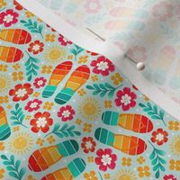 Small Scale Retro Summer Flip Flops and Bright Flowers
