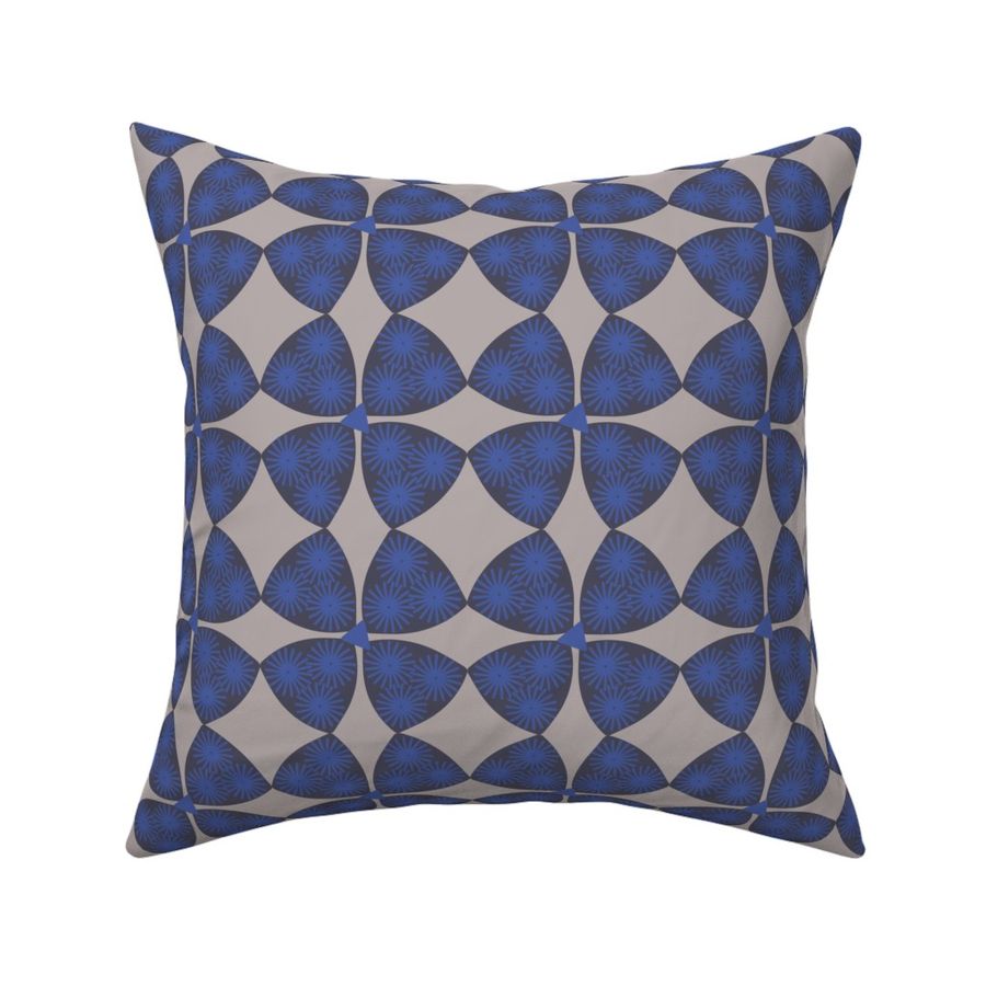 354 $ - Stylised textured four leaf clover/modern floral in grey, navy blue and cobalt blue - 100 Patterns Project: large scale for home decor, bag linings, apparel, lampshades, pillows and more