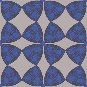 354 $ - Stylised textured four leaf clover/modern floral in grey, navy blue and cobalt blue - 100 Patterns Project: large scale for home decor, bag linings, apparel, lampshades, pillows and more