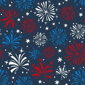 Large Scale Patriotic Red White and Blue Fireworks USA July 4 Memorial Day