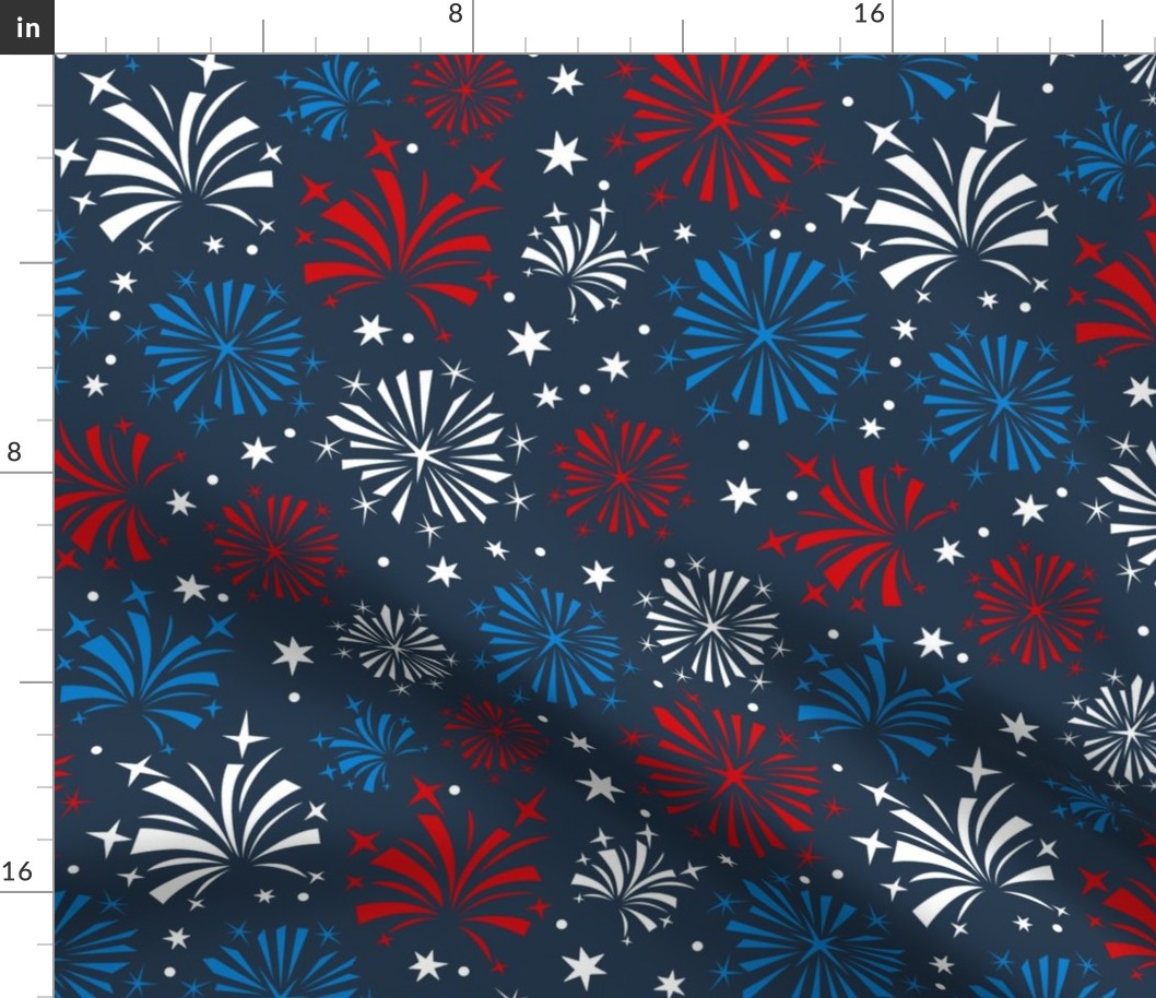 Large Scale Patriotic Red White and Blue Fireworks USA July 4 Memorial Day