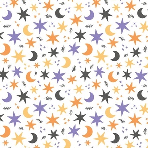 Halloween Moon and Stars White