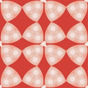 354 - Stylised textured four leaf clover/modern floral in tangerine, blush and cream - 100 Patterns Project: large scale for home decor, bag linings, apparel, lampshades, pillows and more