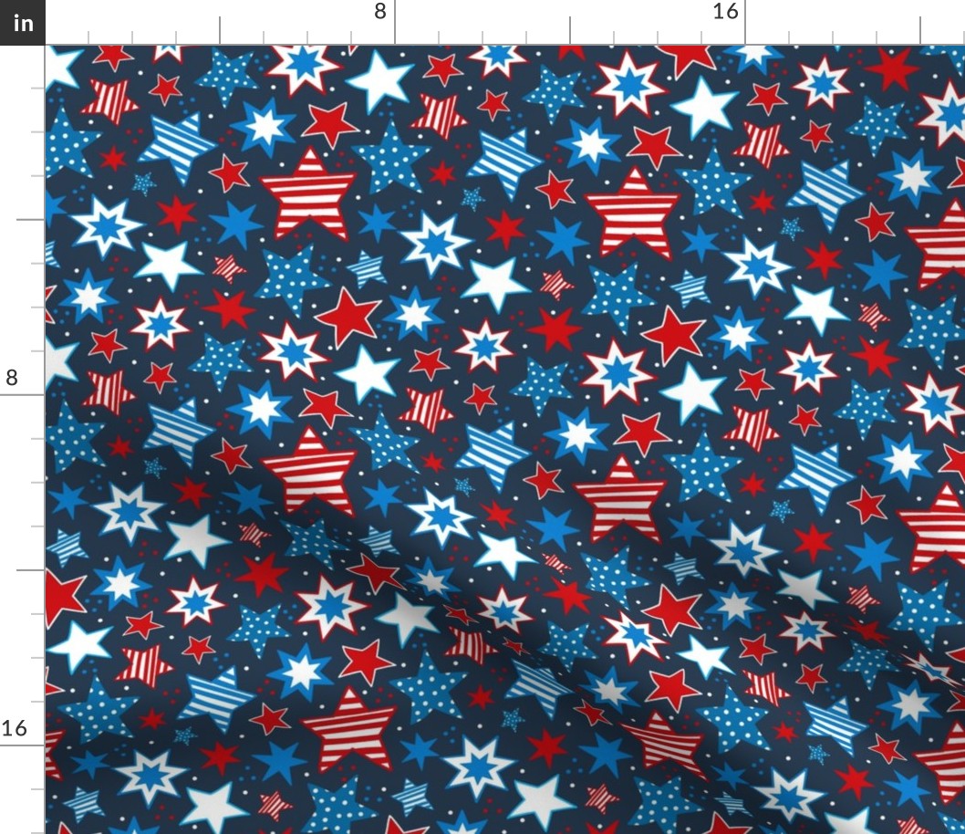 Medium Scale Patriotic Red White and Blue Stars USA July 4 Memorial Day