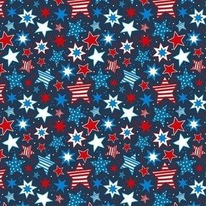 Small Scale Patriotic Red White and Blue Stars USA July 4 Memorial Day