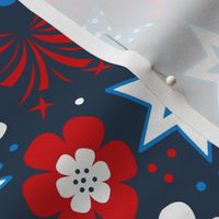 Large Scale Patriotic Red White and Blue Hearts Stars Fireworks Flowers USA July 4 Memorial Day Stars and Stripes