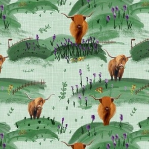 Hilda the Highland Cow Fabric