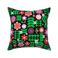 Bigger Scale In Bloom Scandi Garden in Coral Peony and Grass Green