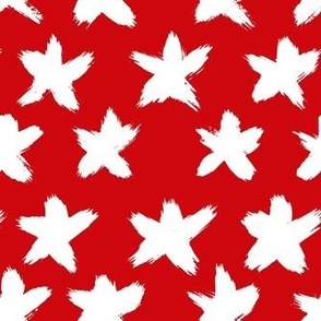  Bigger Scale White Stars on Poppy Red Patriotic USA Fourth of July