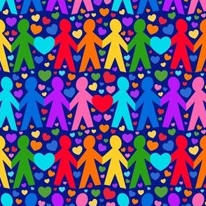 Smaller Scale Team Pride Colorful Rainbow Cutout Paper Dolls Hearts