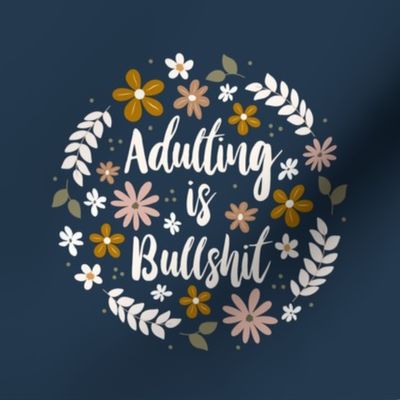 6" Embroidery Hoop Panel 8x8 Square Swatch Adulting is Bullshit Sarcastic Sweary Adult Humor for Wall Art or Quilt Square