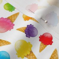 Medium Scale Colorful Ice Cream Cones on White