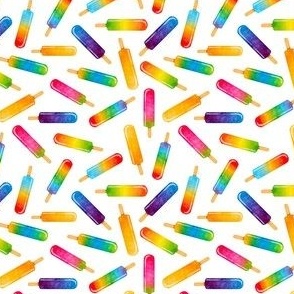 Small Scale Colorful Popsicles on White