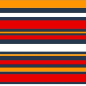 Bigger Scale Vintage Dishes Friendship Coordinate Stripes in Red Navy Yellow Gold White