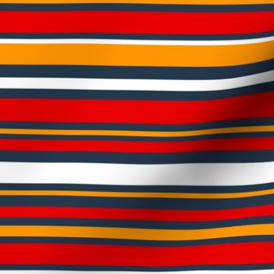 Smaller Scale Vintage Dishes Friendship Coordinate Stripes in Red Navy Yellow Gold White