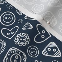 Smaller Scale Dainty Buttons on Navy 