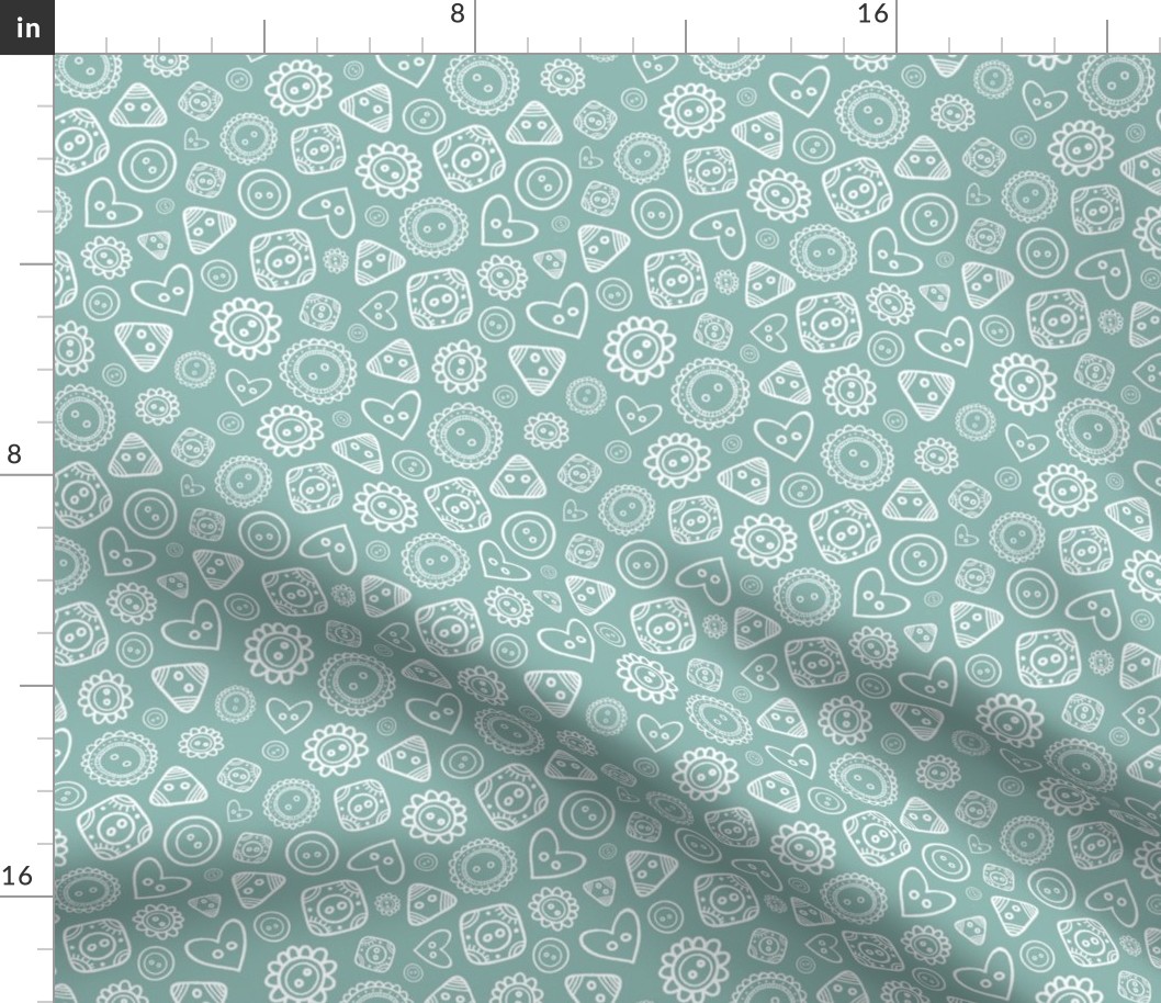 Smaller Scale Dainty Buttons on Aqua