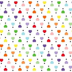 Smaller Scale Colorful Rainbow Hearts and Polkadots