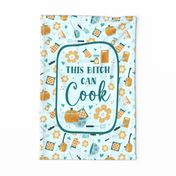 Large 27x18 Fat Quarter Panel This Bitch Can Cook Funny Sarcastic Sweary Adult Kitchen Humor for Wall Hanging or Tea Towel