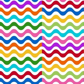 Bigger Scale Wonky Rainbow Wavy Stripes