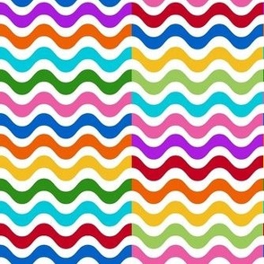 Smaller Scale Wonky Rainbow Wavy Stripes