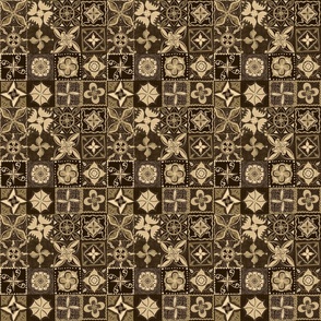 Brown monochrome mandala handdrawn tiles 6” blocks