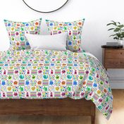 Smaller Scale Patchwork 3" Squares Space Monsters Colorful Outer Space Planets Galaxy Nursery for Cheater Quilt or Blanket